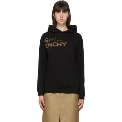Givenchy Logo Embroidered Hoodie In 001 Black