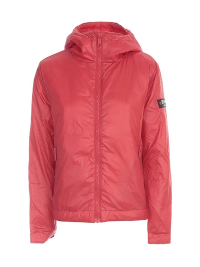 Love Moschino Short Padded Jacket W/logo On Sleeve In Red