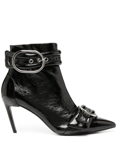 Diesel Pointed-toe Leather Ankle Booties In Black