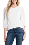 Cece Texture Ruffle Sleeve Top In Soft Ecru