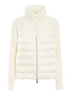 MONCLER TRICOT SLEEVES PADDED CARDIGAN IN WHITE