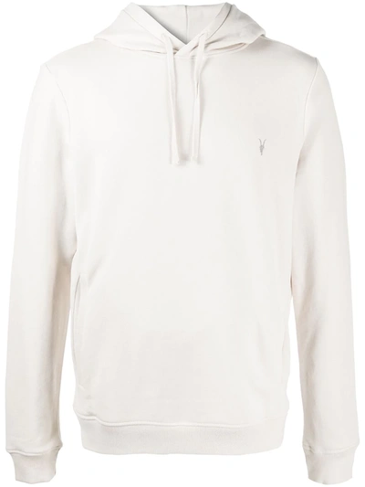 Allsaints Fitted Drawstring Hoodie In Neutrals