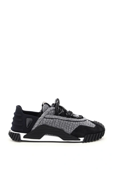Dolce & Gabbana Ns1 Hybrid Knit-detail Sneakers In Grey,black