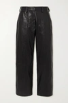 ANINE BING LEAH CROPPED LEATHER STRAIGHT-LEG PANTS