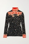 PACO RABANNE FLORAL-PRINT STRETCH-JERSEY TURTLENECK TOP
