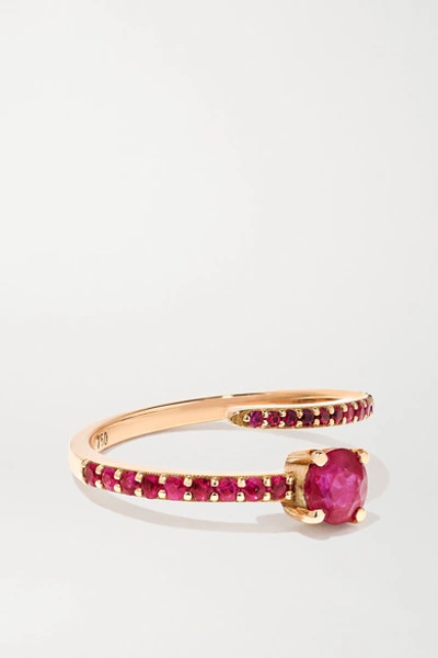 Ileana Makri Grass Seed 18-karat Rose Gold Ruby Ring