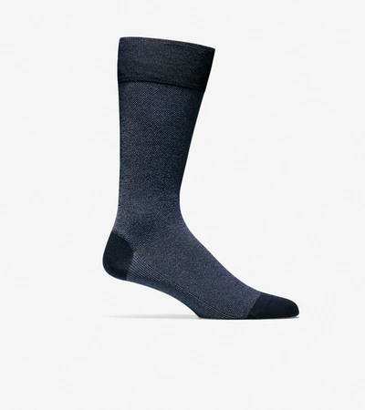 Cole Haan Pique Texture Crew Socks In Navy