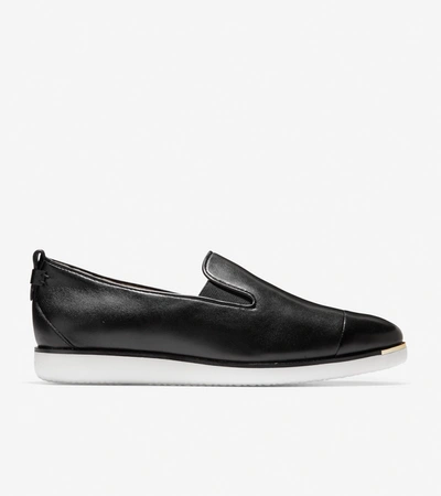Cole Haan Grand Ambition Slip-on Leather Sneakers In Black Leather