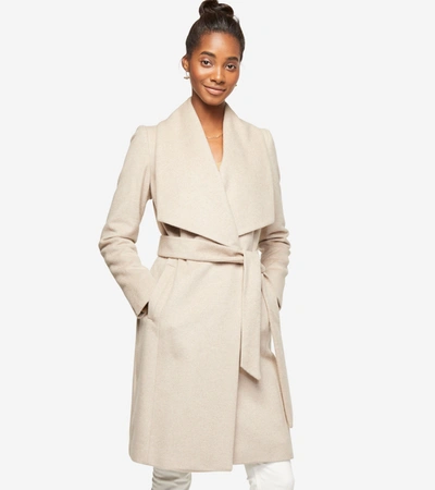 Cole Haan Slick Wool Wrap Coat In Beige Or Khaki