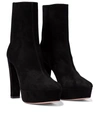 Aquazzura Saint Honore 120 Platform Suede Boots In Black