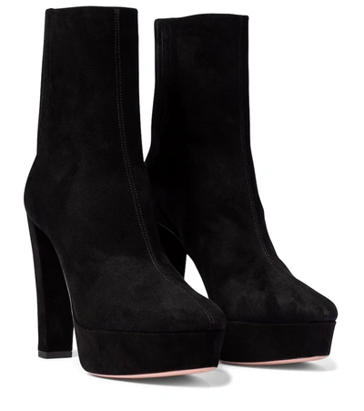 Aquazzura Saint Honore 120 Suede Platform Ankle Boots In Black