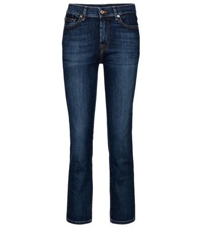 7 For All Mankind Pyper Unrolled Diagonal-hem Slim Jeans In Rinsed Indigo