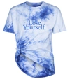 Rabanne + Peter Saville Knotted Printed Tie-dyed Cotton-jersey T-shirt In Blue