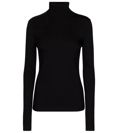Vince Essential Long-sleeve Cotton Turtleneck Top In Black