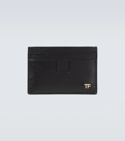 Tom Ford T Line Horizontal Grain Cardholder In Black