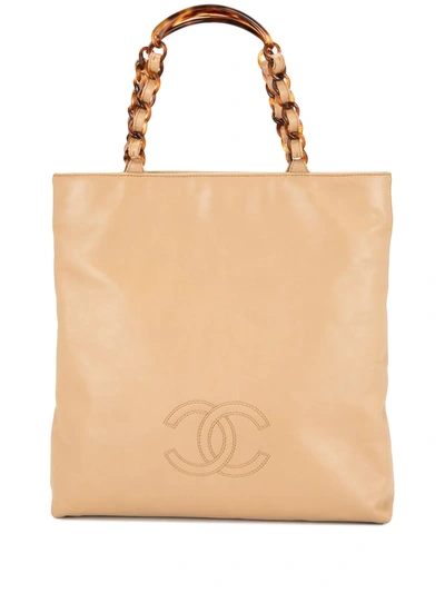 Pre-owned Chanel 1998 Cc Tote Bag In Neutrals