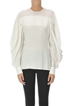 Victoria Beckham Pintucked Jacquard Blouse In Ivory