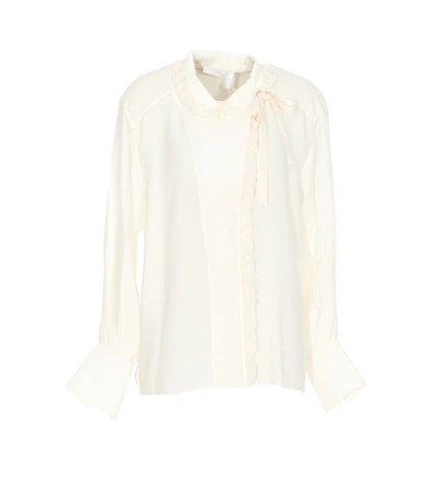 Chloé Lavallière Silk Blouse In Beige