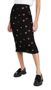 Off-white Embroidered-leaves Mid-length Skirt In Black/white