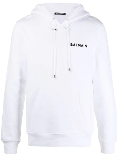 Balmain 植绒logo连帽衫 In White