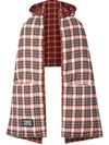 Burberry Reversible Tartan Cotton Puffer Poncho In Red