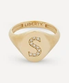 Liberty 9ct Gold And Diamond Initial  Signet Ring In Gold