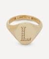 Liberty 9ct Gold And Diamond Initial  Signet Ring In Gold