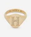 Liberty 9ct Gold And Diamond Initial  Signet Ring In Gold