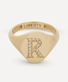 Liberty 9ct Gold And Diamond Initial  Signet Ring In Gold