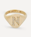 Liberty 9ct Gold And Diamond Initial  Signet Ring In Gold