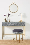 Anthropologie Scroll Vine Inlay Vanity Table In Blue