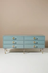 Tracey Boyd Lacquered Regency Six-drawer Dresser In Blue