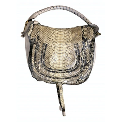 Pre-owned Chloé Marcie Beige Python Handbag