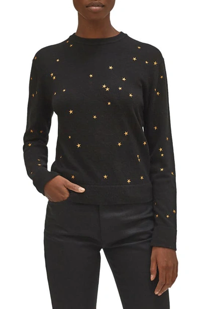 Equipment Nartelle Embroidered Stars Sweater In True Black/breen
