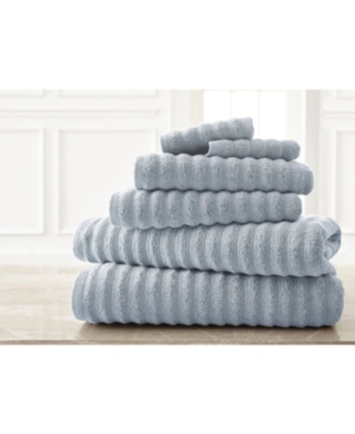 Modern Threads Wavy Luxury Spa Collection 6-pc. Quick Dry Towel Set Bedding In Blue