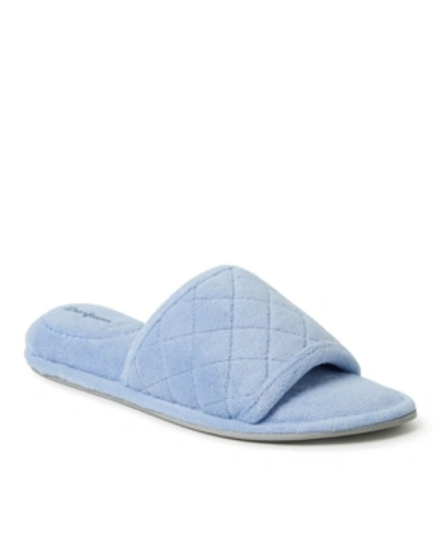 Dearfoams Womens Beatrice Quilted Microfiber Terry Slide Slipper In Iceberg