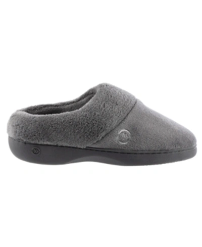 Isotoner Signature Women's Micro Terry Sport Hoodback Slippers In Ash