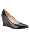Nine West Cal9x9 Womens Patent Pointed Toe Wedge Heels In Black Patent