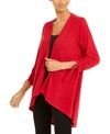 Ny Collection Open-front Drawstring-cuff Cardigan In Jester Red