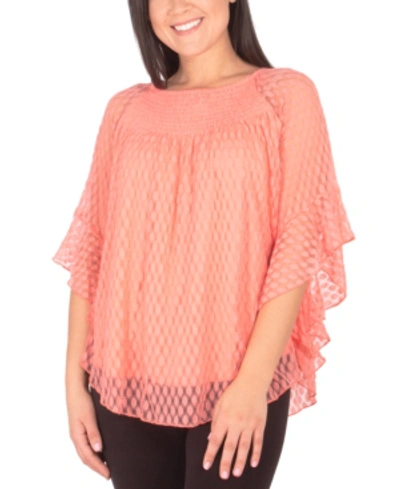 Ny Collection Bell-sleeve Lace Top In Shell Pink