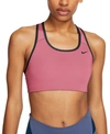 Nike Dri-fit Swoosh Women's Medium-support Non-padded Sports Bra In Desert Berry,black