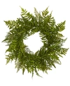 Nearly Natural 24'' Mixed Fern Artificial Wreath In Green