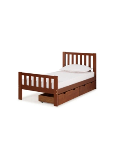 Alaterre Furniture Aurora Twin Bed With Storage Drawers In Chestnut