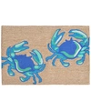 Liora Manne Front Porch Indoor/outdoor Crabs Natural 2' X 3' Area Rug In Blue