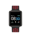ITOUCH AIR 3 UNISEX TOUCHSCREEN SMARTWATCH FITNESS TRACKER: BLACK CASE WITH BLACK/RED PERFORATED STRAP 44MM