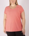 NY COLLECTION WOMEN'S PLUS SIZE KNIT EYELET TOP