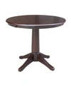 International Concepts 36" Round Top Pedestal Table With 12" Leaf In Dark Brown