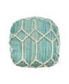 Noble House Bluesage Boho Ottoman Pouf In Aqua