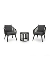 Noble House Chadbourne Outdoor Modern Boho Chat Set With Side Table In Gray