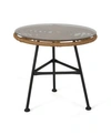 Noble House Orlando Outdoor Side Table With Glass Top In Brown